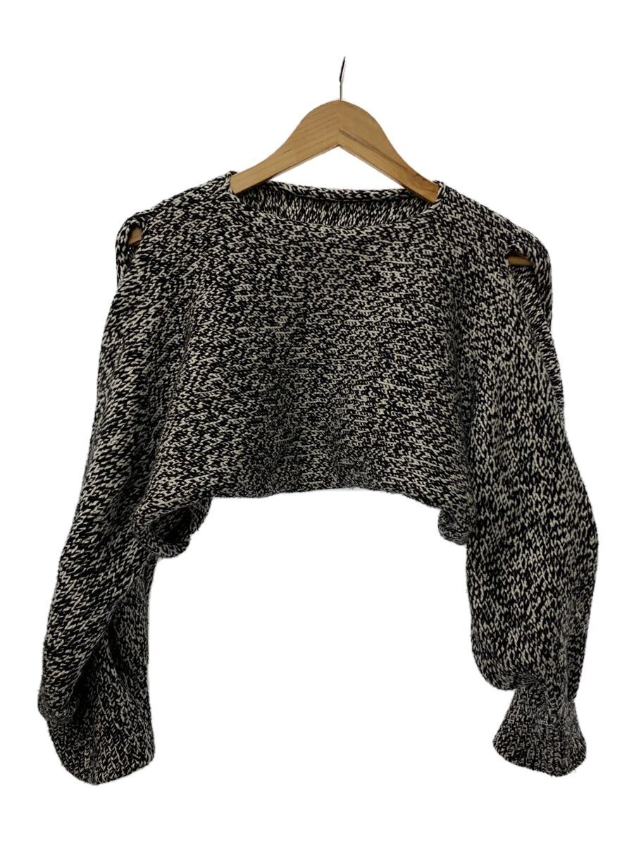 ISSEY MIYAKE◆BROBDINGNAG KNIT cropped //2/ウール/GRY/無地/IM43KN252