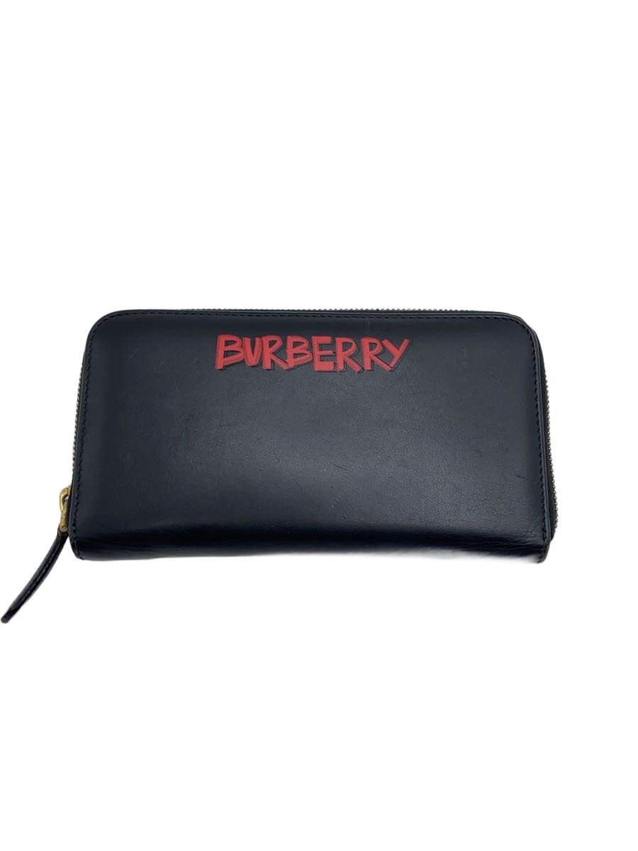 【中古】BURBERRY◆長財布/レザー/BLK/メンズ【服飾雑貨他】