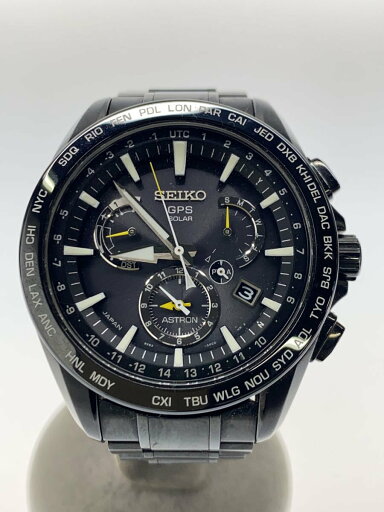 【中古】SEIKO◆ソーラー腕時計/アナログ/ステンレス/BLK/BLK/8X53-0AD0-2【服飾雑貨他】 【中古】SEIKO◆ソーラー腕時計/アナログ/ステンレス/BLK/BLK/8X53-0AD0-2【服飾雑貨他】