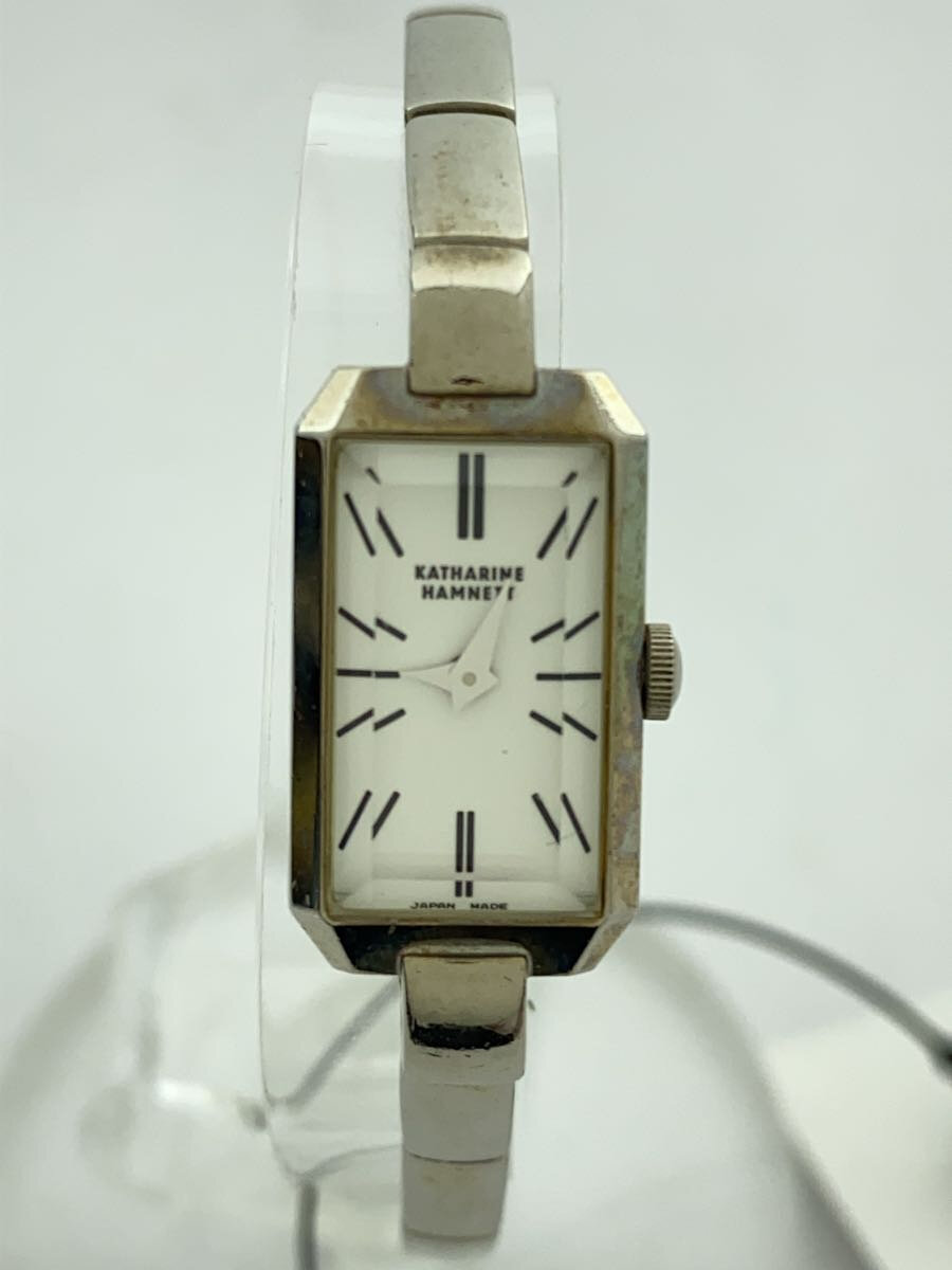 【中古】KATHARINE HAMNETT◆クォーツ腕時計/アナログ/WHT/SLV/KH-8004【服飾雑貨他】