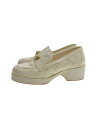 【中古】CHANEL◆ローファー/G39697/35.5/WHT/白/レザー/ハート/ココマーク/ロゴ【シューズ】