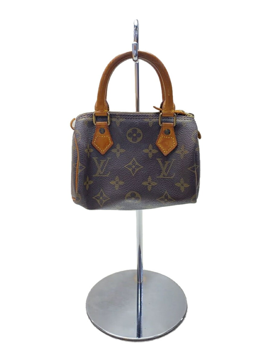 【中古】LOUIS VUITTON◆ミニ・スピーディ_モノグラム・キャンバス_BRW/PVC/BRW【バッグ】