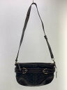 【中古】COACH◆ショルダーバッグ_ハンプトンズ_シグネチャー_ブラックレザー/--/BLK【バッグ】