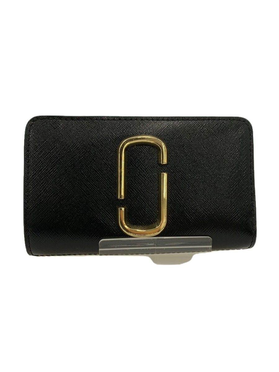 【中古】MARC JACOBS◆2つ折り財布/レザー/BLK/無地/レディース【服飾雑貨他】