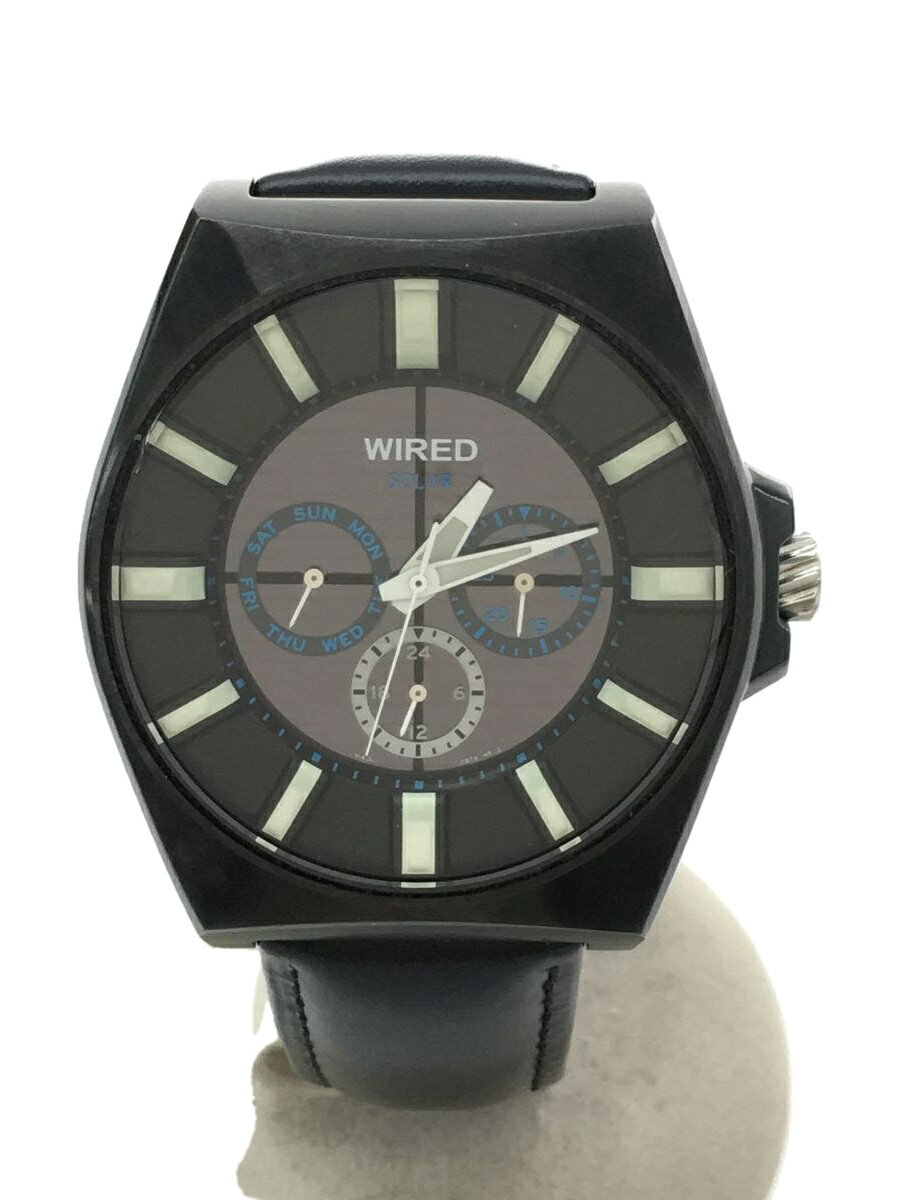【中古】WIRED◆ソーラー腕時計/アナログ/BLK/V14J-0BD0【服飾雑貨他】