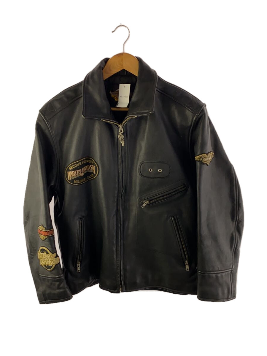 【中古】HARLEY DAVIDSON◆レザージャケット・ブルゾン/L/牛革/BLK/40133【メンズウェア】