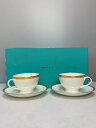 【中古】TIFFANY&Co.◆カップ&ソーサー/2点セット/WHT/Gold Band【キッチン用品】