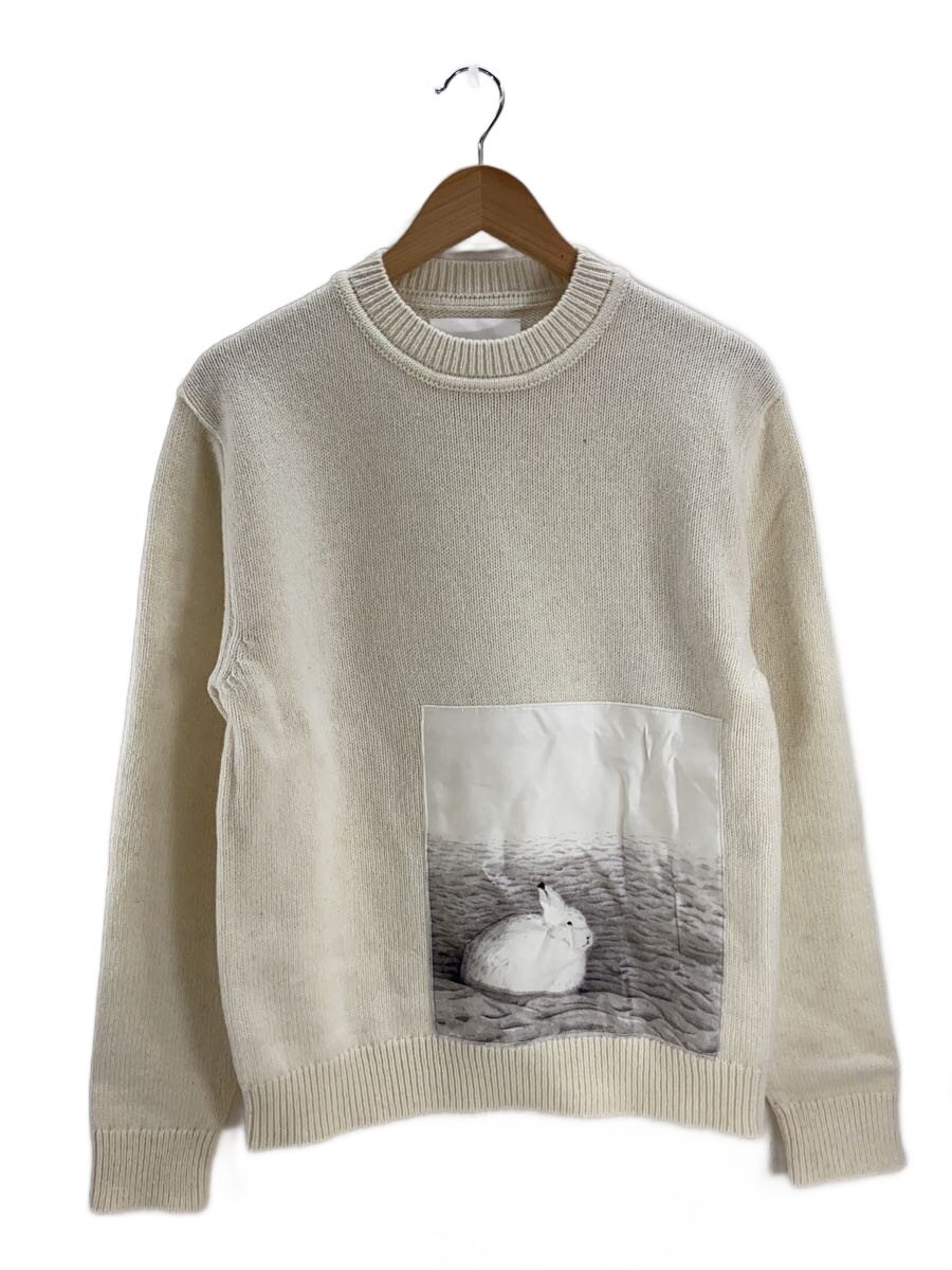 【中古】JIL SANDER◆ウサギ/ラビット/シルクパッチ/ニット・セーター(厚手)/S/ウール/CRM/無地【レディースウェア】