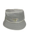 【中古】PRADA◆バケットハット/L/ポリエステル/WHT/無地/レディース【服飾雑貨他】