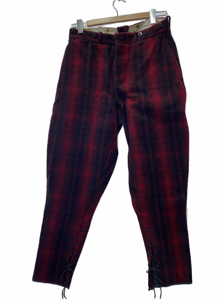 【中古】Woolrich◆ボトム/32/ウール/RED/チェック/50s/ハンティング/ジョッパーズ/バッファローチェック【メンズウェア】