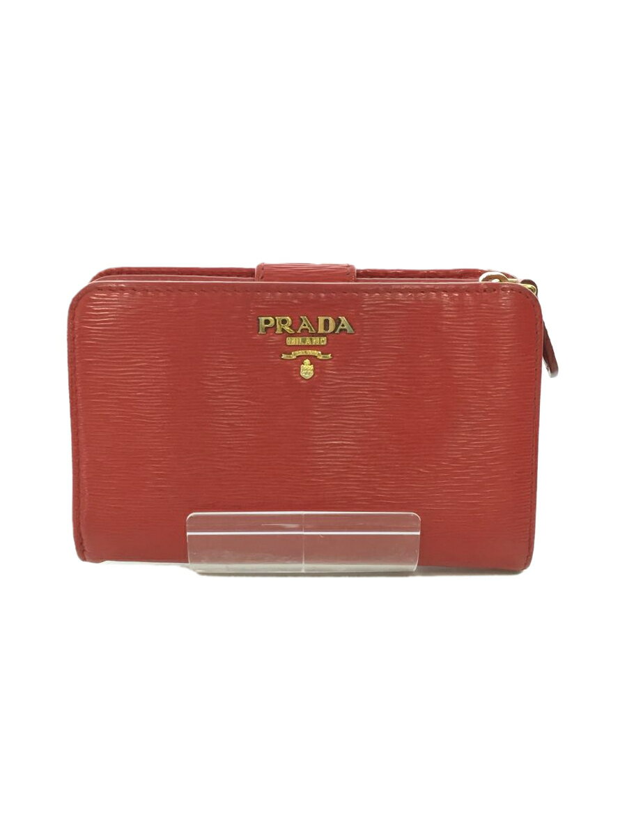 【中古】PRADA◆財布/--/RED/レディー