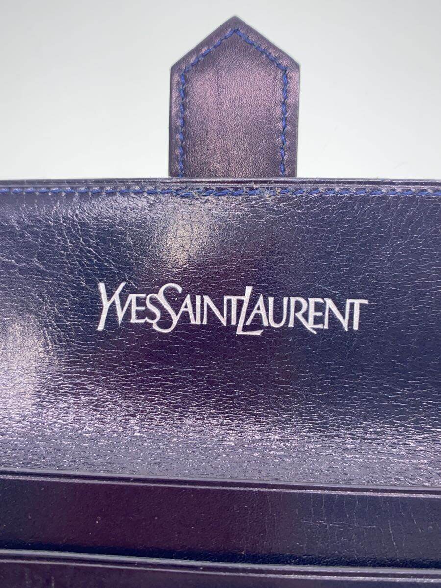 【中古】YVES SAINT LAURENT◆長財布/レザー/NVY/無地/レディース【服飾雑貨他】