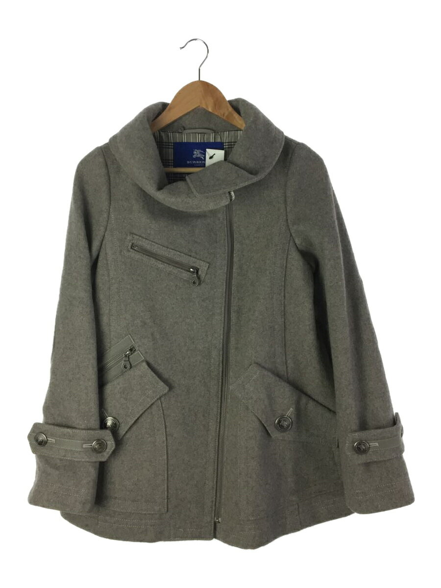 【中古】BURBERRY BLUE LABEL◆コート/38/ウール/GRY/無地/FNF02-806-07【レディースウェア】