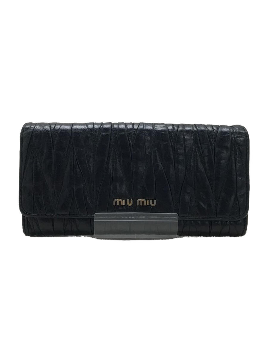 【中古】MIU MIU◆長財布/レザー/BLK/