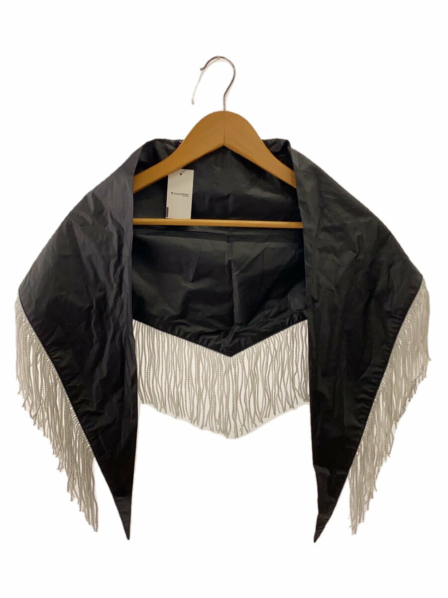 【中古】JUN/NAKAYAMA/22SS/FRINGE BAG SCARF/スカーフ/コットン/BLK/メンズ【服飾雑貨他】