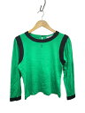 【中古】YVES SAINT LAURENT◆YSLロゴ/フロント刺繍/長袖カットソー/M/ウール/GRN【レディースウェア】