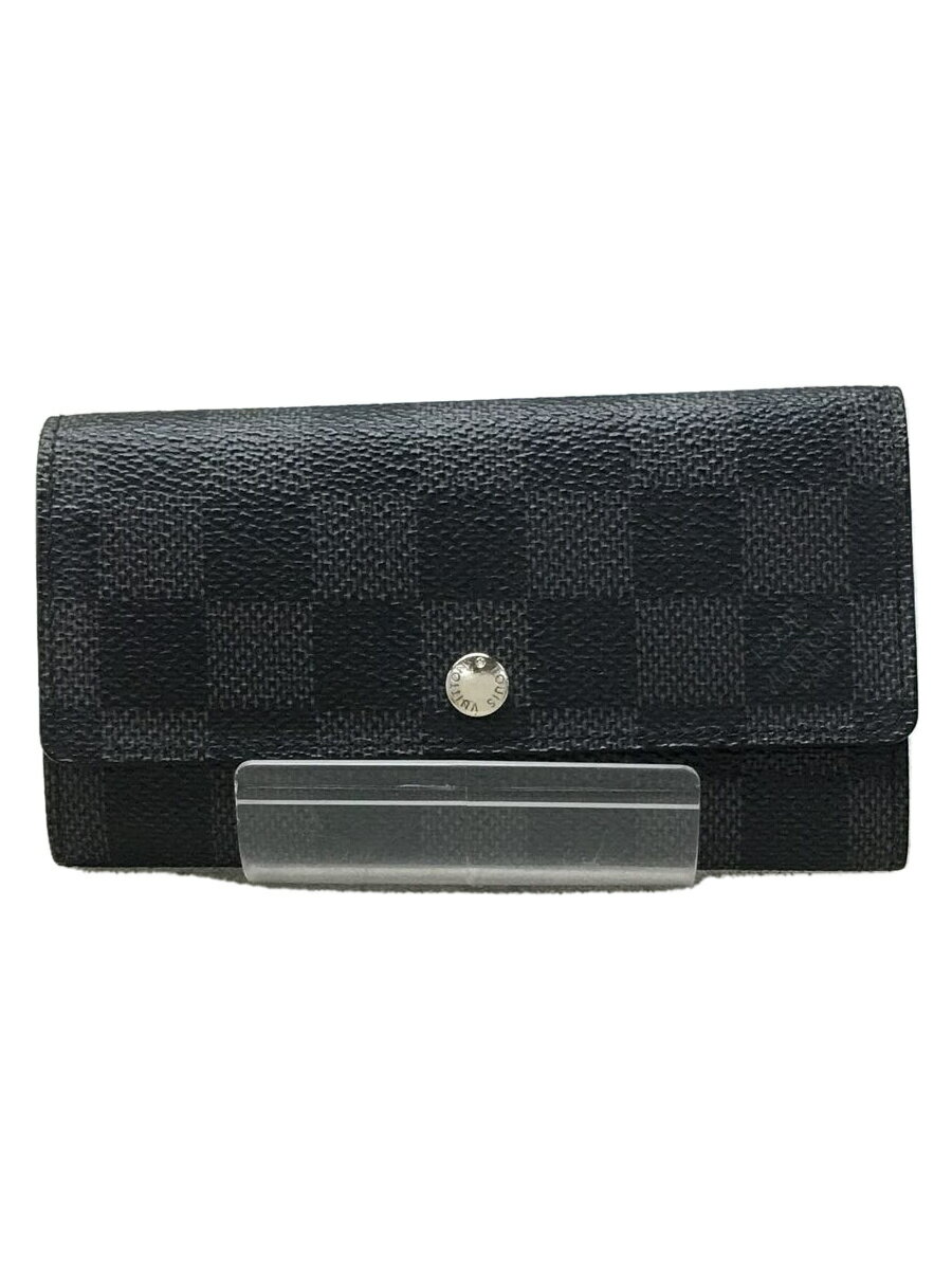 【中古】LOUIS VUITTON◆ポルト・クレ・ヴォワテュール_ダミエ・グラフィット_ブラック/黒/総柄/メンズ/N63139【服飾雑貨他】