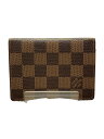 【中古】LOUIS VUITTON◆ポルト・ドゥカルト・ヴェルティカル_ダミエ・エベヌ_BRW/--/BRW/メンズ【服飾雑貨他】