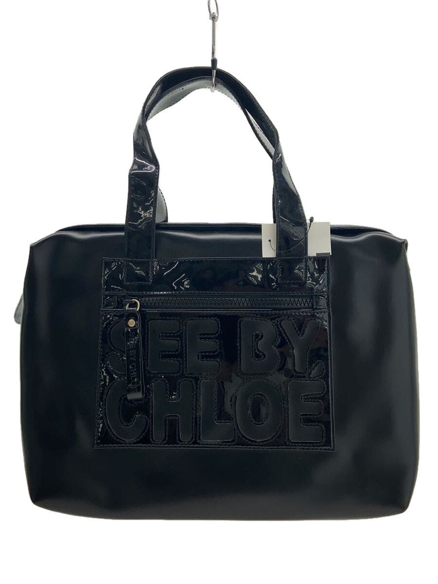 【中古】SEE BY CHLOE◆ハンドバッグ/エナメル/BLK【バッグ】