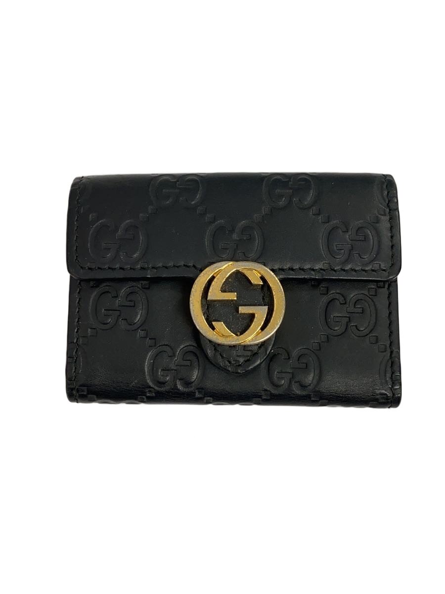 【中古】GUCCI◆キーケース_インターロッキングG_グッチシマ/フェイクレザー/BLK/レディース【服飾雑貨他】