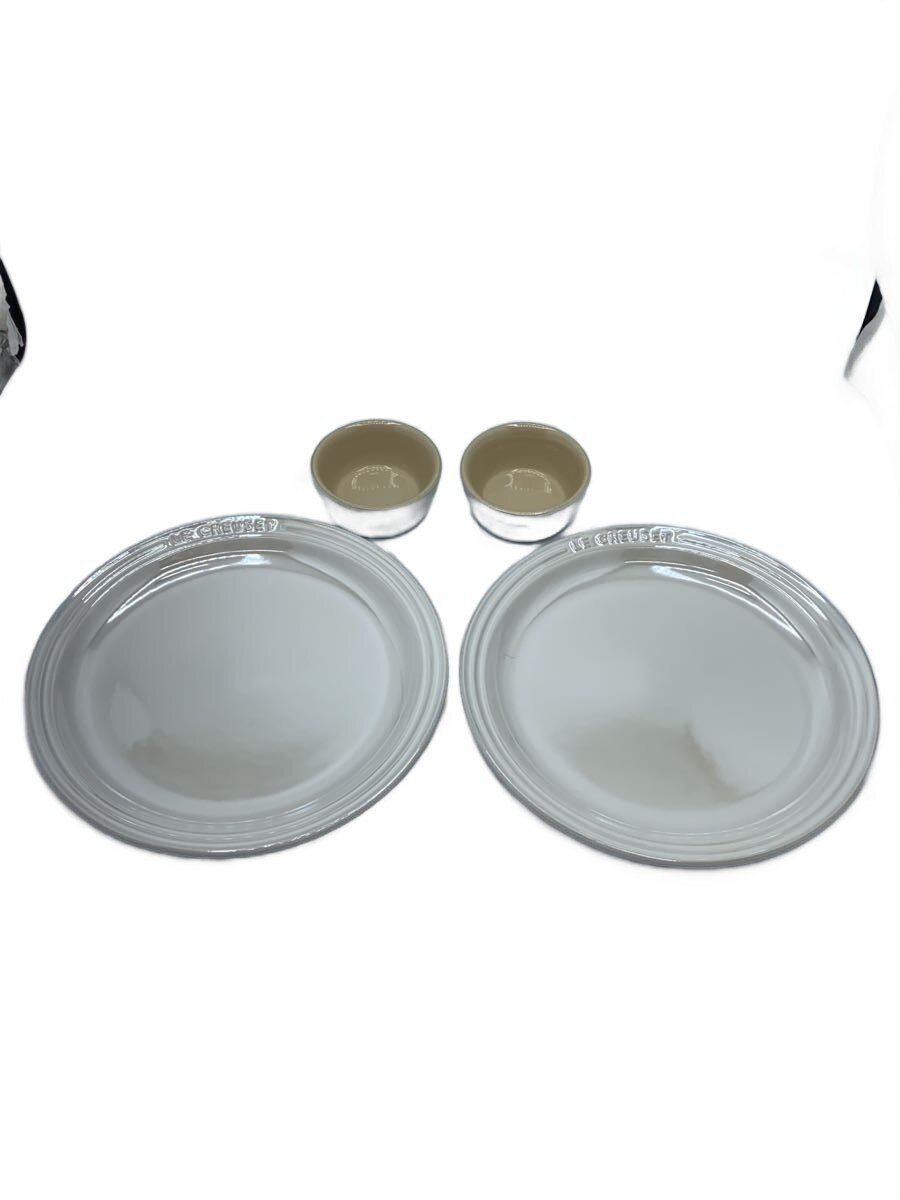 乐天商城 - 【中古】LE CREUSET◆プレート/4点セット/WHT/Round Plate 19cm Petite Ramekin Set of 2【キッチン用品】