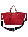 【中古】EMPORIO ARMANI◆トートバッグ/レザー/RED/無地【バッグ】(4)
