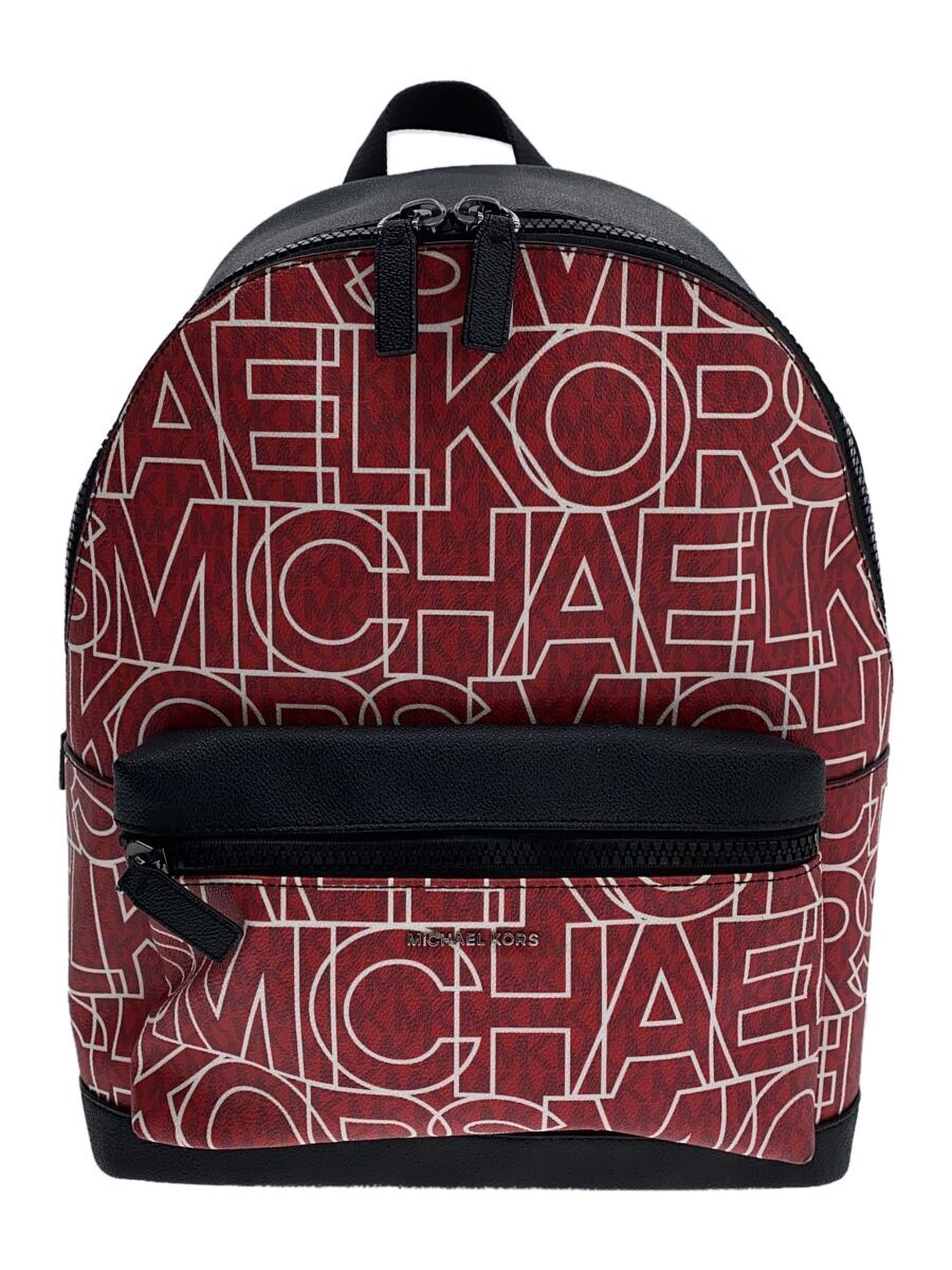 【中古】MICHAEL KORS◆リュック/レザー/RED/総柄/37H1LCOB2R【バッグ】