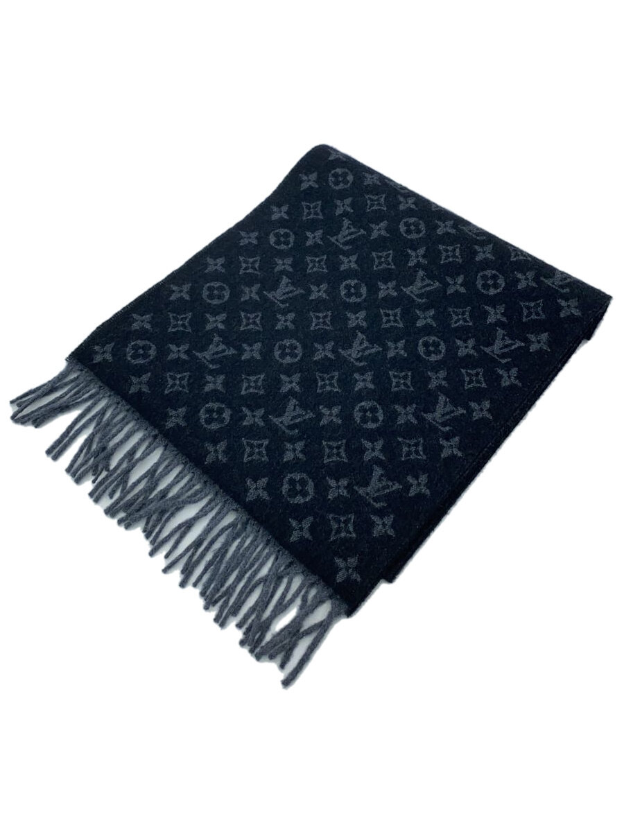 【中古】LOUIS VUITTON◆エシャルプ・モノグラムグラディエント_モノグラム_BLK/カシミア/BLK/メンズ【服飾雑貨他】