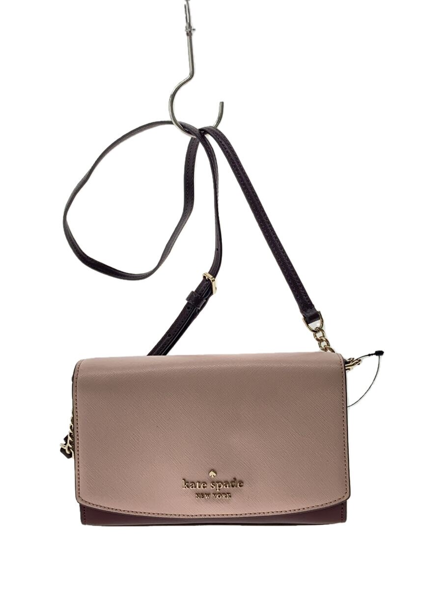 KATE SPADE - 【中古】kate spade new york◆STACI COLORBLOCK SM FLP CROSSBDY/レザー/PNK【バッグ】