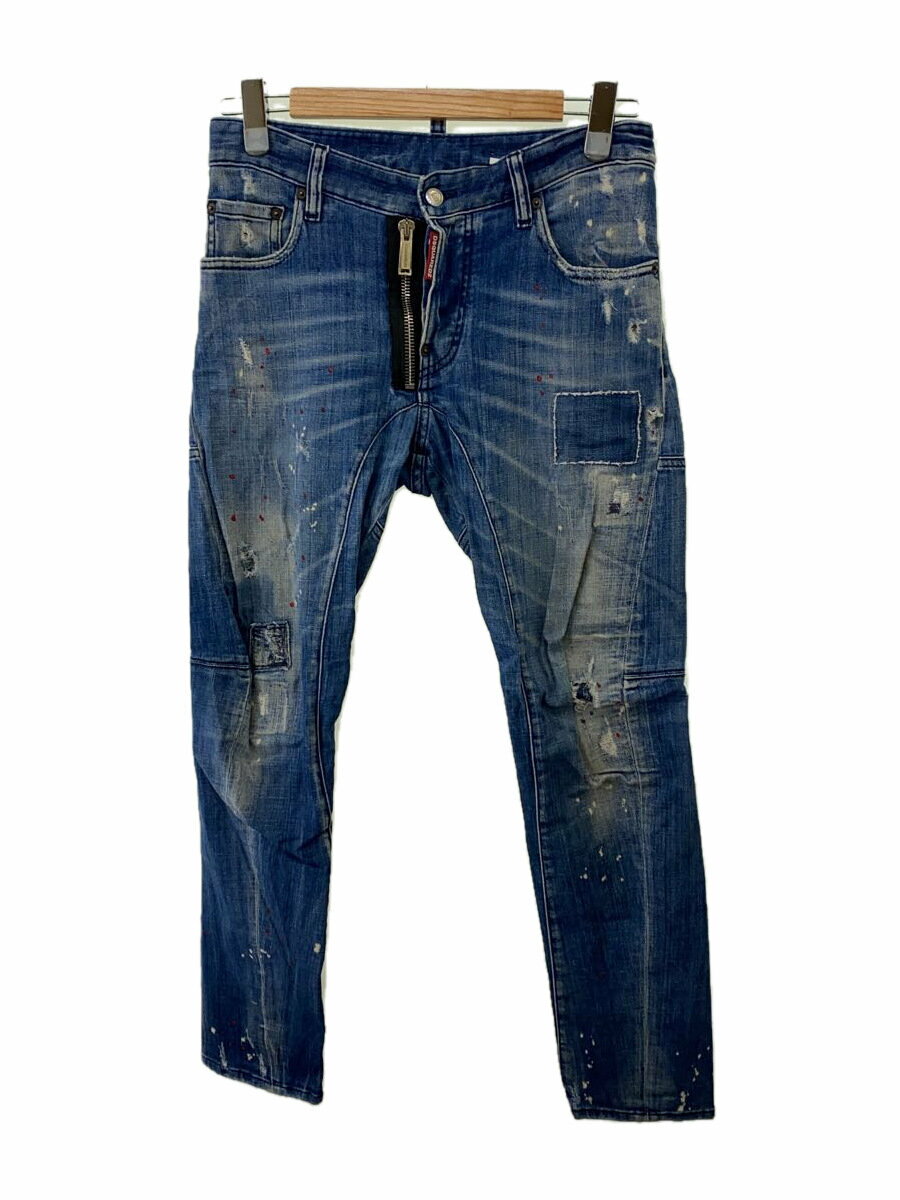 【中古】DSQUARED2◆Tidy Biker Jean/クラッシュペイント加ボトム/44/コットン/IDG/S74LB0424 S3034//【メンズウェア】