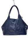 【中古】BALENCIAGA◆ミニ/XS/角スレ/フチ細かいダメージありハンドバッグ/レザー/NVY/キャンバス【バッグ】