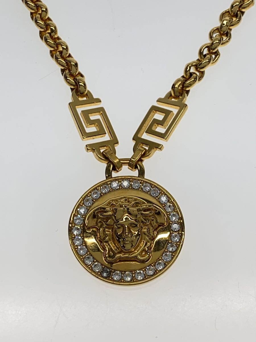 【中古】VERSACE◆ネックレス/メッキ/スワロフスキー/GLD/トップ有/メンズ【服飾雑貨他】