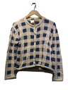 【中古】EDDIE BAUER◆90s/白タグ/チェックカーディガン/S/リネン/CRM【メンズウェア】