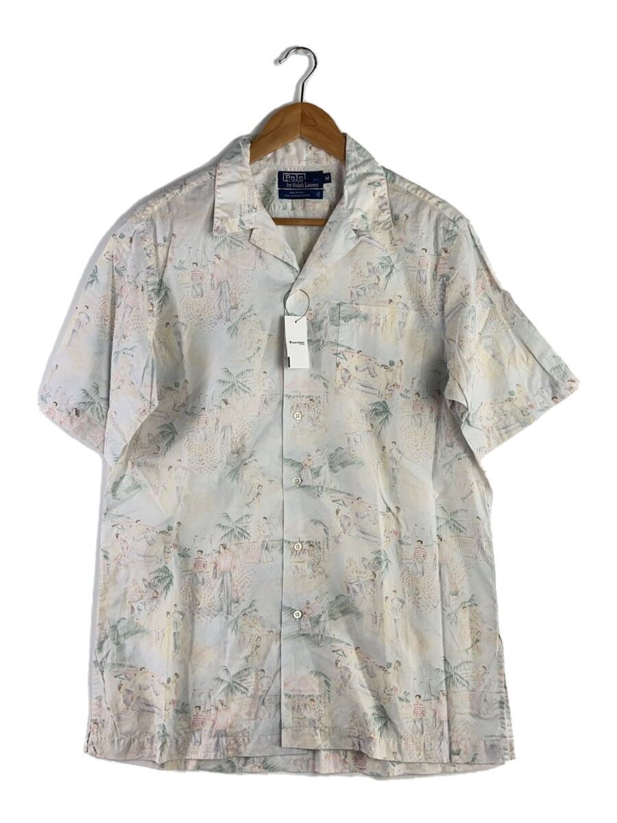【中古】POLO RALPH LAUREN◆アロハシャツ/M/コットン/WHT/総柄//【メンズウェア】