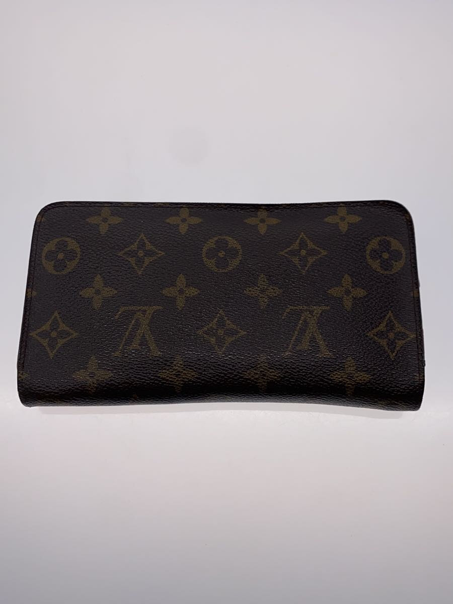 【中古】LOUIS VUITTON◆ポルト・モネ・ジップ_モノグラム・キャンバス_BRW/PVC/BRW/メンズ【服飾雑貨他】