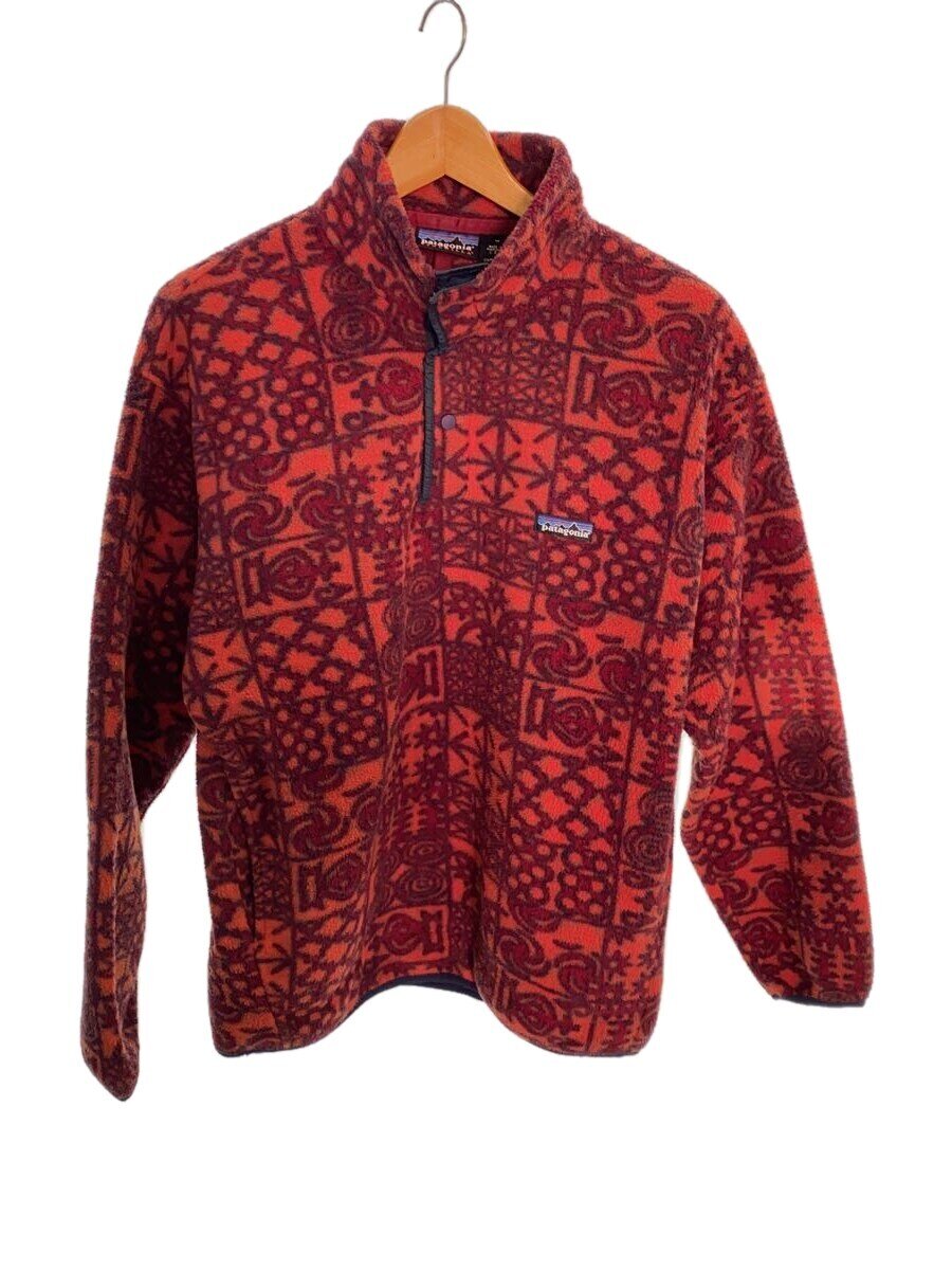 【中古】patagonia◆フリースジャケット/M/ポリエステル/ORN/総柄/90s/USA製/SYNCHILLA Snap-T【メンズウェア】