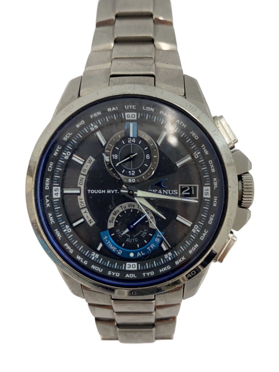 【中古】CASIO◆ソーラー腕時計・OCEANUS/アナログ/ステンレス/SLV/SLV【服飾雑貨他】