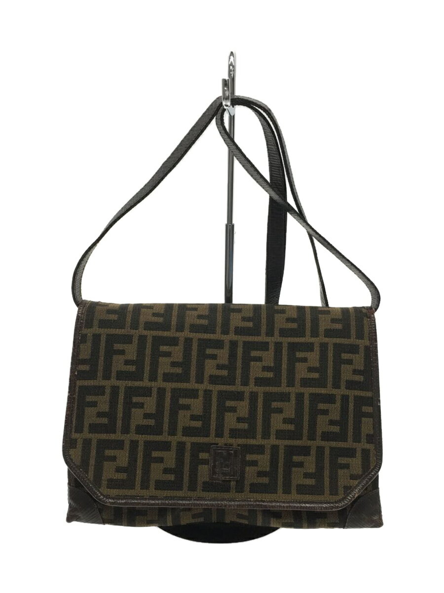 【中古】FENDI◆ショルダーバッグ/キャンバス/BRW【バッグ】