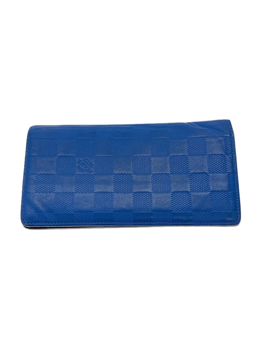 Rakuten - 【中古】LOUIS VUITTON◆ポルト・フォイユ・ブラザ_ダミエ・アンフィニ_BLU/レザー/BLU/メンズ【服飾雑貨他】
