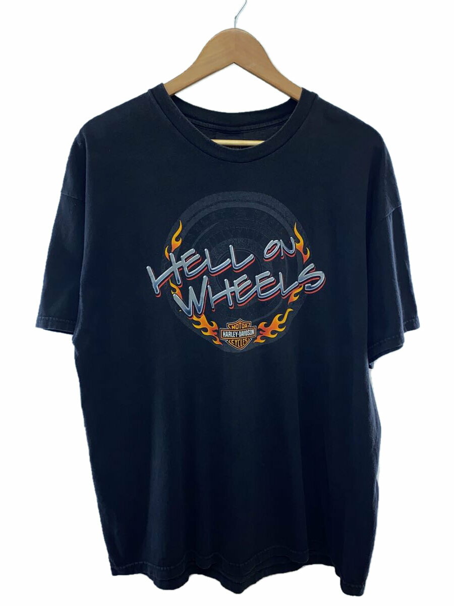 【中古】HARLEY DAVIDSON◆90s/MADE IN USA/Tシャツ/両面プリント/XL/コットン/BLK//【メンズウェア】