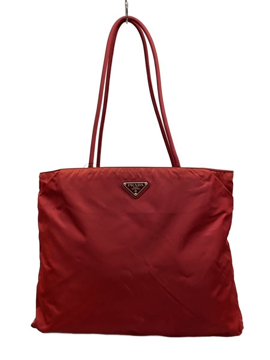 【中古】PRADA◆トートバッグ/ナイロン/RED【バッグ】