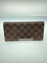 【中古】LOUIS VUITTON◆ダミエ エベヌ/ポルト フォイユ ブラザ/長財布/PVC/BRW/総柄/レディース/N60017【服飾雑貨他】