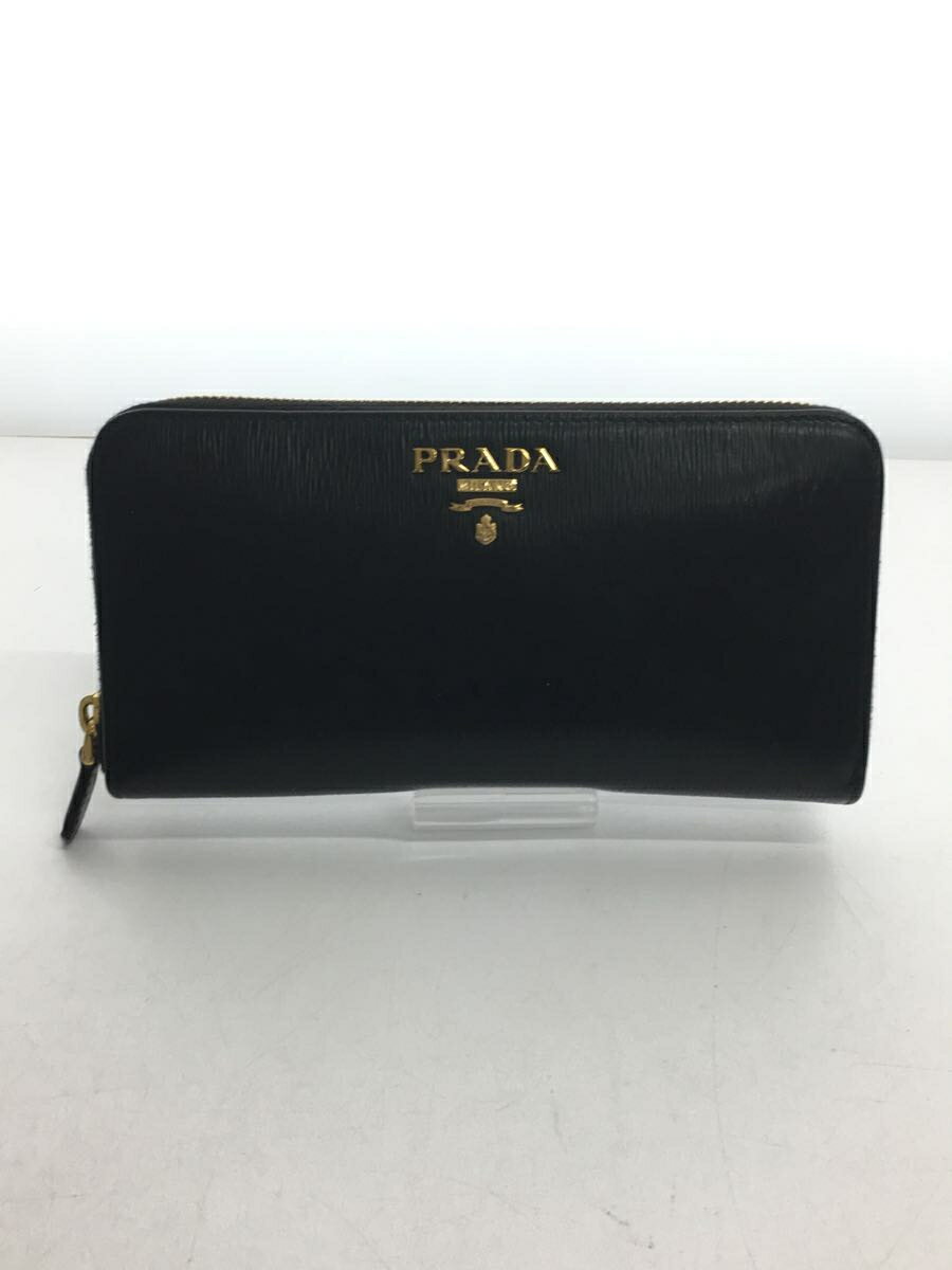 【中古】PRADA◆長財布/レザー/BLK/無地/メンズ/1ML506/PRADA【服飾雑貨他】