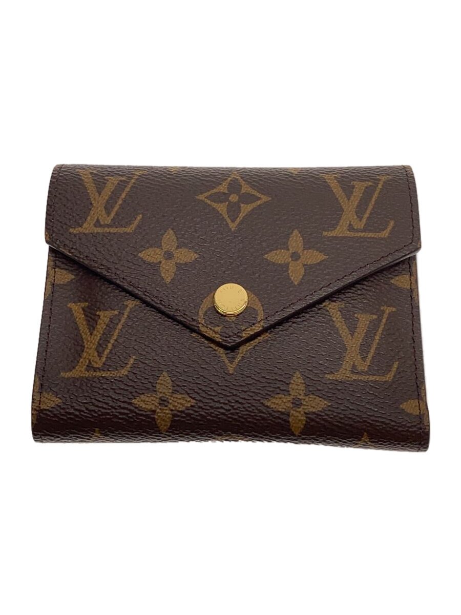 【中古】LOUIS VUITTON◆ポルト・フォイユ・ヴィクトリーヌ_モノグラム・キャンバス_BRW_ローズバレリーヌ/PVC/BRW/レディ【服飾雑貨他】