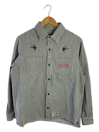 【中古】CLUCT◆ジャケット/L/コットン/WHT/ストライプ【メンズウェア】 【中古】CLUCT◆ジャケット/L/コットン/WHT/ストライプ【メンズウェア】