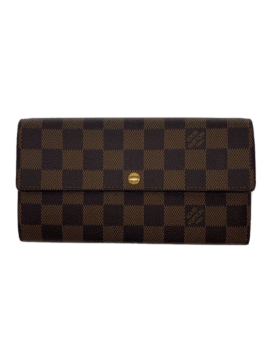 Rakuten - 【中古】LOUIS VUITTON◆LOUIS VUITTON ルィヴィトン ポルト・フォイユ・サラ_ダミエ・エベヌ【服飾雑貨他】