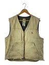 【中古】Carhartt◆メキシコ製/ベスト/L/コットン/CRM/v19-tan/染み・汚れ・穴有【メンズウェア】