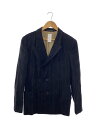 【中古】yohji yamamoto POUR HOMME◆90S~00S/ジャケット/--/ウール/BLK/ストライプ/HP-J58-120【メンズウェア】