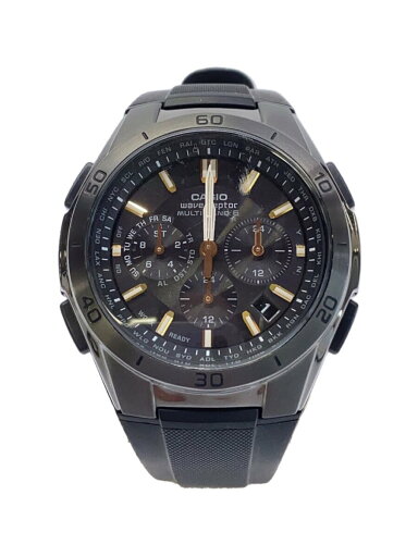 【中古】CASIO◆ソーラー腕時計・WAVECEPTOR/アナログ/ラバー/ブラック/ブラック/ガラス傷有【服飾雑貨他】 【中古】CASIO◆ソーラー腕時計・WAVECEPTOR/アナログ/ラバー/ブラック/ブラック/ガラス傷有【服飾雑貨他】
