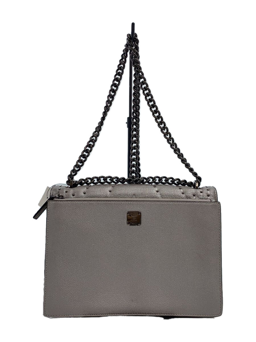 【中古】MCM◆ショルダーバッグ/レザー/SLV【バッグ】